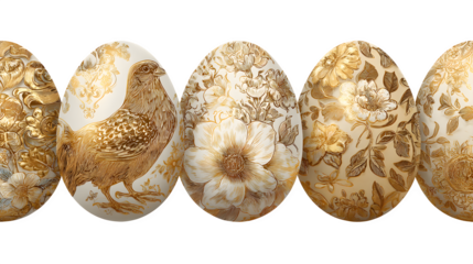 golden Easter egg line art illustration isolated on white background, HD realistic