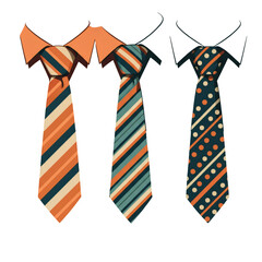 Three Ties Featuring Varied Patterns and Colors Against Transparent Background for Fashion Accessory Designs