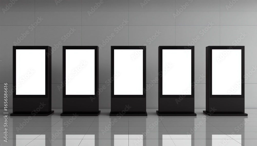 Poster 3d render realistic light box template. mock