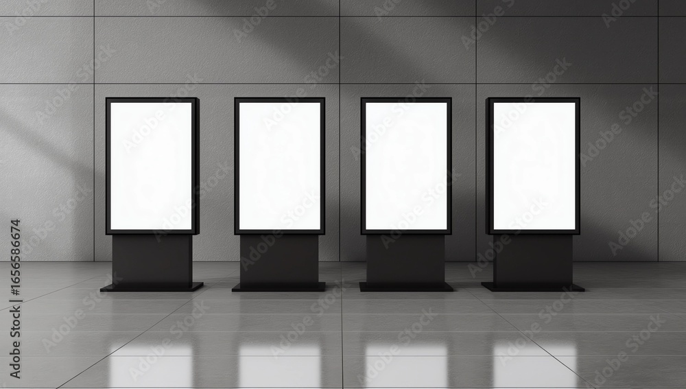 Poster 3d render realistic light box template. mock