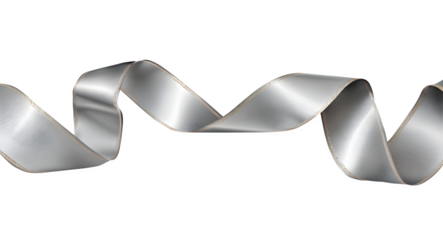 silver ribbon banner isolated on white background, HD realistic - Powered by Adobe