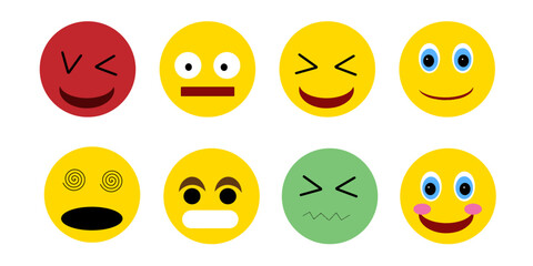 Fototapeta premium A cheerful vector illustration set of happy easter egg smiley faces
