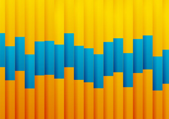 Contrast blue and orange stripes corporate geometric abstract background. Vector graphic design