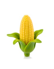 Sweet corn cob isolated on pure white background