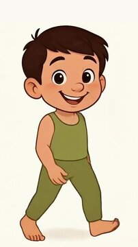 A Little Boy Walking Animation. Boy Quarter Walk Animation. 