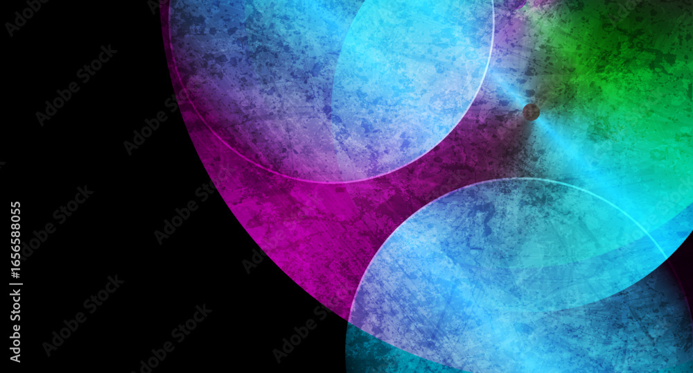 Poster abstract multicolored glowing grunge circles with glossy surface texture. geometric vector backgroun