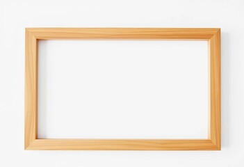 Simple, unadorned blank wooden picture frame isolated on white,  home decor,  border