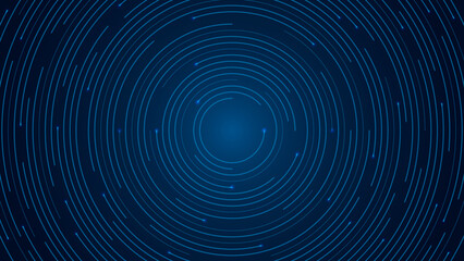 Futuristic blue concentric circular technology background with abstract digital lines pattern for innovation and data visualization design
