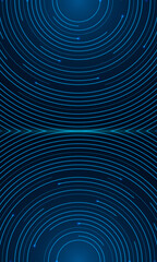 Symmetrical futuristic blue concentric circular digital background with dual glowing abstract lines and modern technology pattern © Vector4all