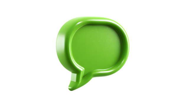 green 3D speech bubble icon isolated on white background, HD realistic