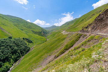 The beautiful mountainous landscape of Upper Khevsureti, Georgia