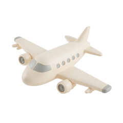 Fototapeta premium Dreamy airborne miniature, a whimsical travel companion on a canvas of neutrality, flying high