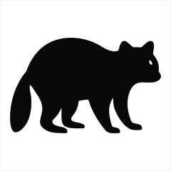 Fototapeta premium Black silhouette of a raccoon walking on a white background