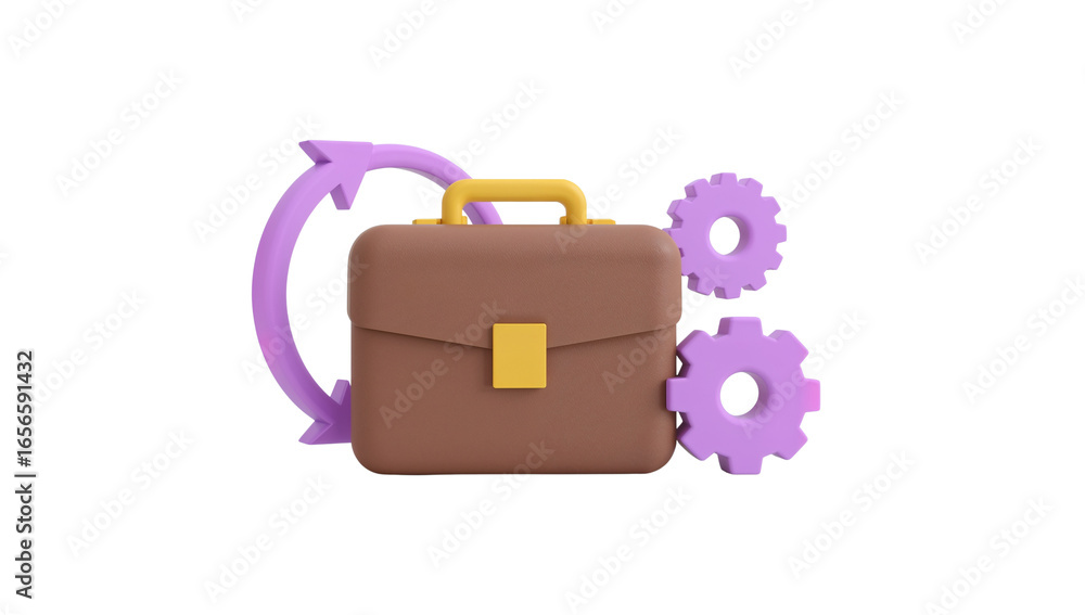 Poster conceptual business process automation with briefcase, cogwheels and workflow icon