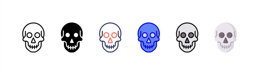 Skull icon set multiple style collection.