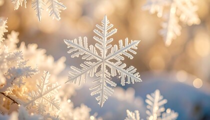 Naklejka premium 雪の結晶のクローズアップ