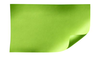 green note paper isolated on white background, HD realistic