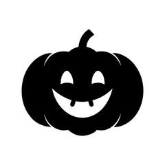 Silhouette of pumpkin with single tooth smile vector illustration with white background halloween icon