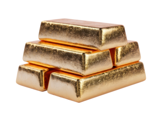 Isolated Gold Bars on Transparent Background for Financial Concept