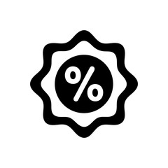 Percentage sign inside badge silhouette vector illustration with white background discount label