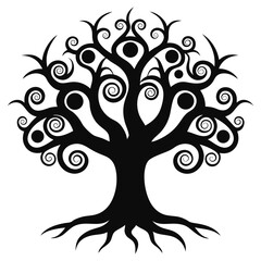 Obraz premium Silhouette vector illustration of a magical and cinematic digital fantasy tree