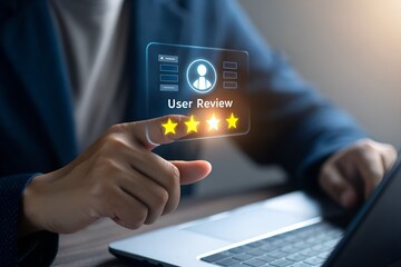 Customer feedback and star rating displayed on a digital interface