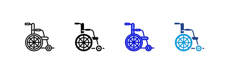 Wheelchair icon set multiple style collection.