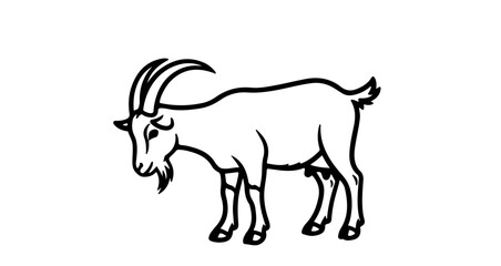 Obraz premium Goat outline drawing vector illustration farm animal mammal livestock horned goat isolated black and white line art