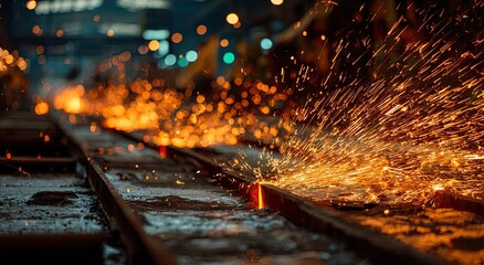 Fototapeta premium Industrial metal welding sparks (1)