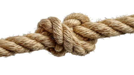 knot tied in a rope isolated on white background, HD realistic