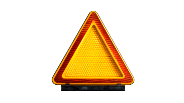 warning triangle road safety sign isolated on white background, HD realistic