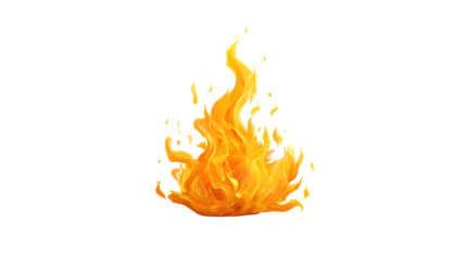 3D cartoon yellow flame isolated on white background, HD realistic