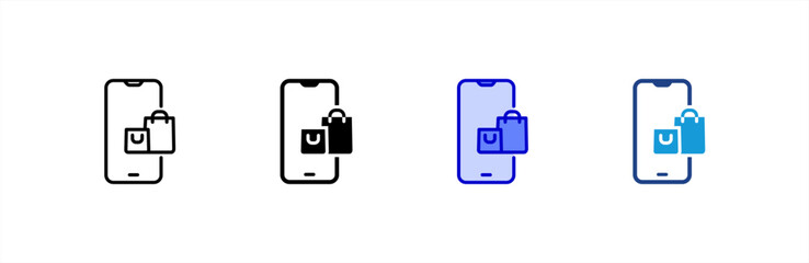 Online Shopping icon set multiple style collection.