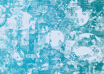 Glitch distorted geometric shape . Noise destroyed logo . Trendy cyber punk poster . Glitched frame .Grunge textured . Distressed effect .Vector shapes with a halftone dots screen print texture.