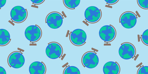cartoon earth globe seamless pattern print design vector illustration
