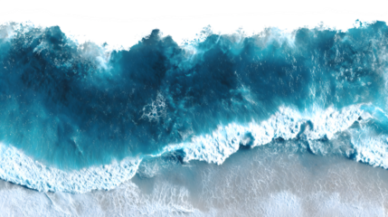 aerial view of blue ocean wave isolated on white background, HD realistic
