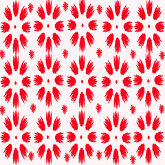 Seamless pattern with vintage floral and red hearts, a decorative textile design