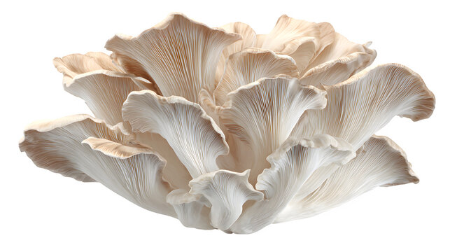 white oyster mushrooms isolated on white background, HD realistic