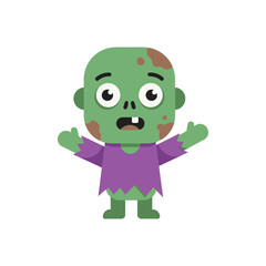 Adorable Cartoon Zombie Character Illustration.