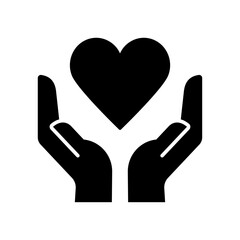 Healthcare hands holding heart flat icon for apps and website