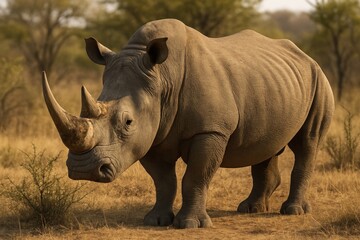 Obraz premium Majestic rhino in natural habitat.