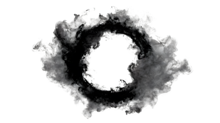 black smoke ring isolated on white background, HD realistic