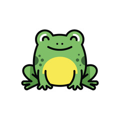 Cute Green Frog Cartoon Illustration.