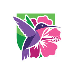 Hummingbird and Hibiscus Flower Design. © riiicil