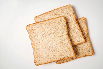whole wheat bread on white background