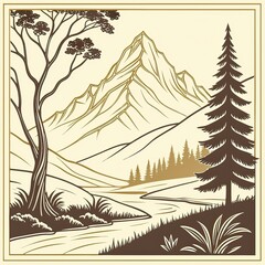 winter landscape with mountains