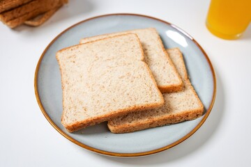 whole wheat bread on white background
