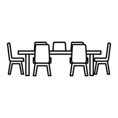Obraz premium Illustration of a conference table with chairs, symbolizing meetings, collaboration, and corporate discussions isolated on white background