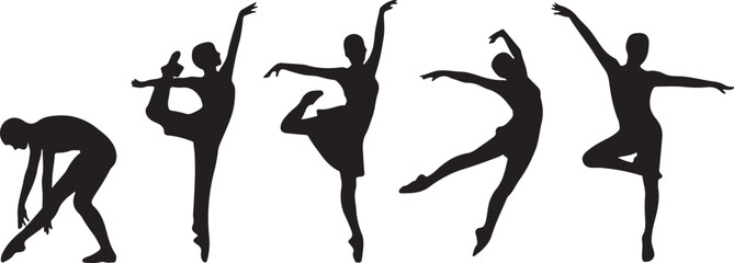 Ballet Dancer Poses Silhouette Vector Illustration of Dance Movement