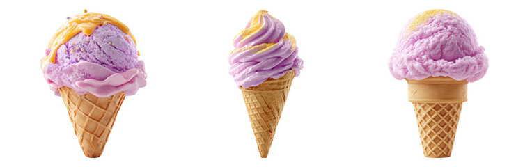 Isolated Ice Cream Cones on Transparent Background Ideal for Design
